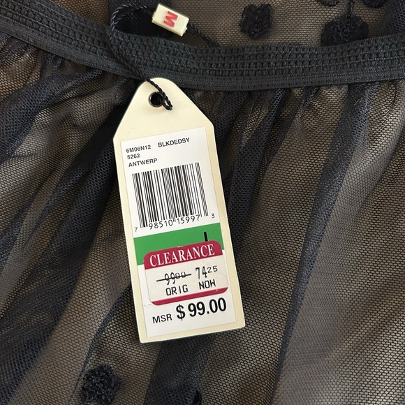 Studio M Size Large Sheer Lace Skirt Elastic Waist Black Nude Lined NWT - Picture 4 of 7